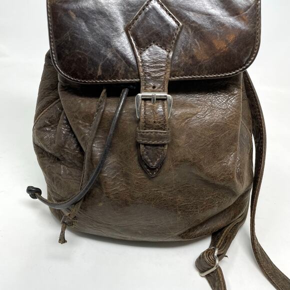 Vintage 90s Banana Republic Brown Distressed Leather Mini Backpack Purse Bag main image 6